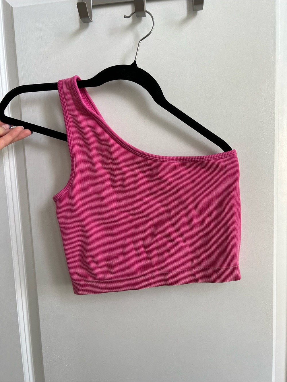 Target One-Shoulder Ribbed Crop Top - Pink